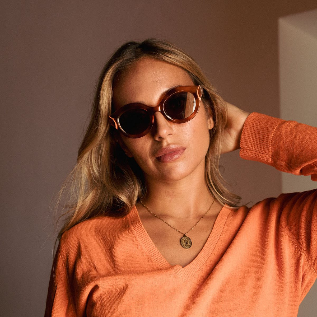 Gafas de sol LIRA de ZOCO en carey y naranja: acetato laminado en dos colores